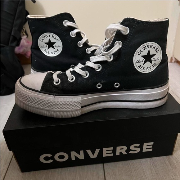 Black and white Coverse All Star Lift Platform shoes size womens 6.5 - Picture 6 of 8